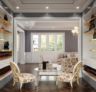 3d Render of Living Room Stock Illustration