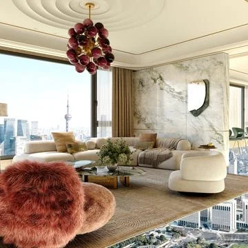 3d Render of Living Room 스톡 일러스트