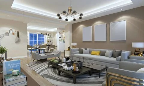 3d Render of Living Room Stock Illustration