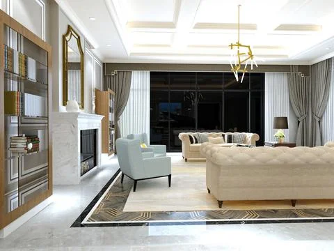 3d Render of Living Room Stock Illustration