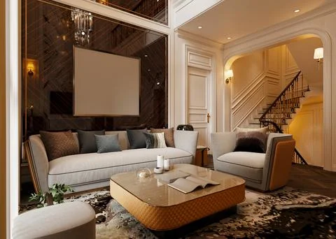 3d Render of Living Room Stock Illustration