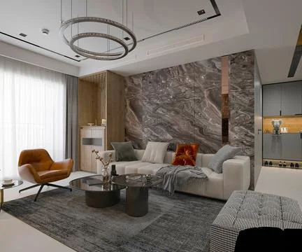 3d Render of Living Room Stock Illustration