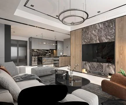 3d Render of Living Room Stock Illustration