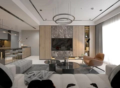 3d Render of Living Room Stock Illustration