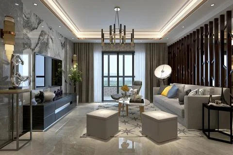 3d Render of Living Room Stock Illustration