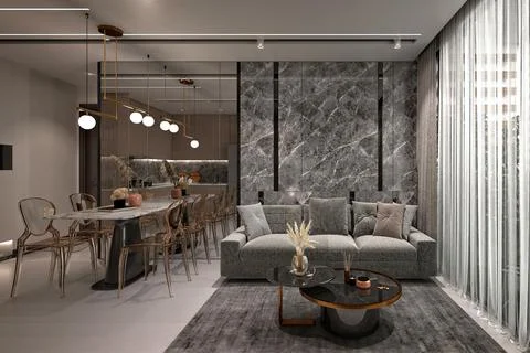 3d Render of Living Room Stock Illustration