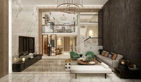 3d Render of Living Room Stock Illustration