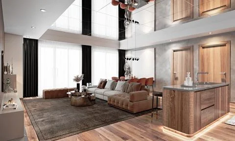 3d Render of Living Room Stock Illustration