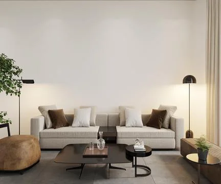 3d render, living room interior Stock Illustration