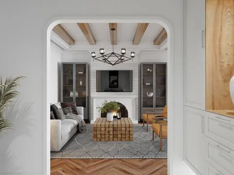 3d Render of Living Room Stock Photos