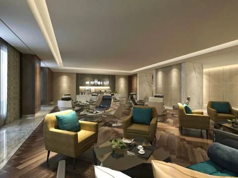 3d render of lobby and bar Illustrazione stock