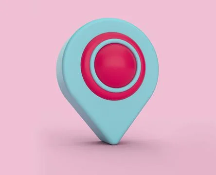 3d render of a location icon isolated on pink background Stock Illustration