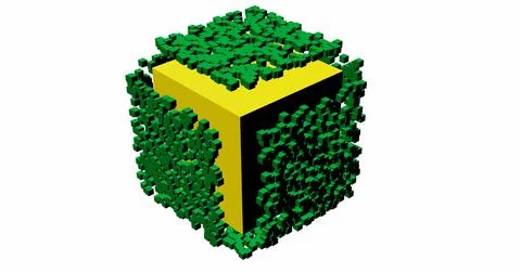 3d render logo cube shape concept green energy Stock Illustration