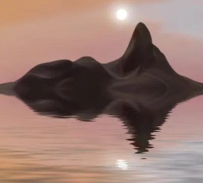 3d render of a lonely rock reflection in the water for meditation Illustration