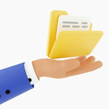 3d render Looking for information in a folder with documents, flipping the pages Stock Illustration