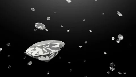 3D render loopable seamless diamonds falling on black background Stock Footage 122003668