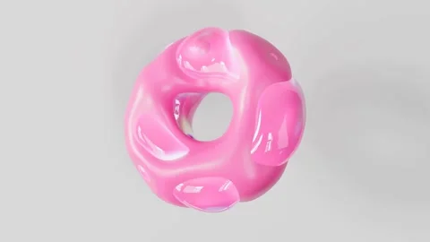 3D render looped motion design wallpaper with abstract 3D pink ring with wave Stock Footage 308723758
