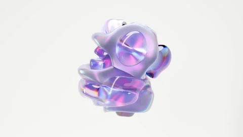 3D render looped motion design wallpaper with abstract 3D iridescent purple.. Stock Footage 312029726