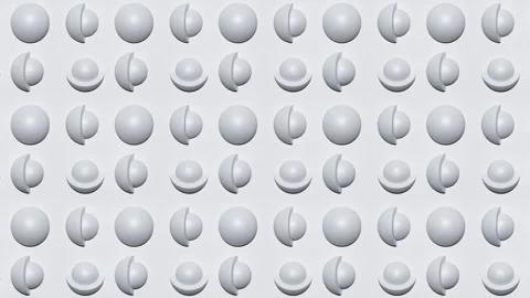 3d render looping abstract geometric motion background. White spheres. 4K Stock Footage 240630462