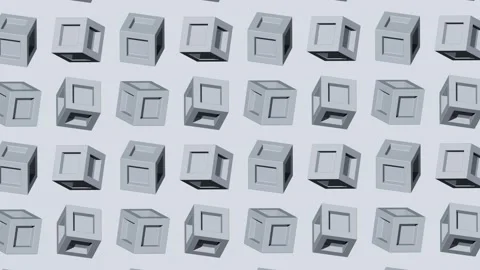 3d render looping abstract geometric motion background. White cubes. 4K Stock Footage 241036394