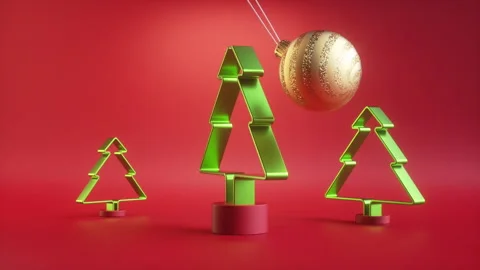 3d render, looping Christmas animation, holiday pendulum on red background Stock Footage 136734824