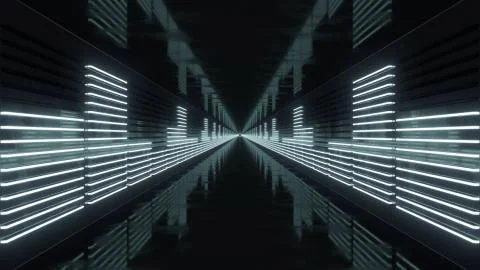 3D Render Looping Tunnel with Neon Equalizer Stock Illustration