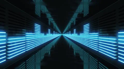 3D Render Looping Tunnel with Neon Equalizer Stock Illustration