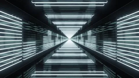 3D Render Looping Tunnel with Neon Equalizer Stock Illustration
