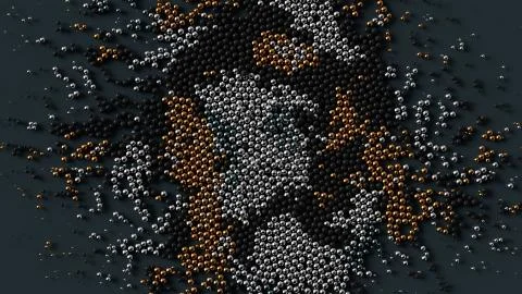 3d render of a lot of sphere particles. Huge amount of non intersecting round Stock Illustration