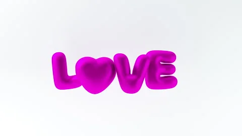 3D render of LOVE with heart in the form of inflated balloons hanging in air Stock Footage 261207388