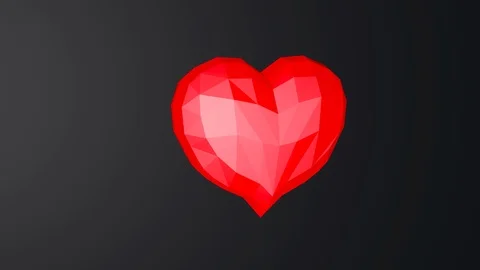 3d render low poly beating heart on black background with alpha isolated Stockbeeldmateriaal 106779072