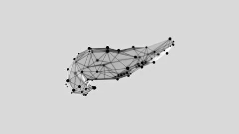 3d render of low-poly pancreas over whiite background Stock Illustration