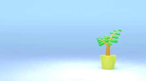 3d render low poly potted plant Stock Illustration