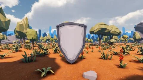 3D Render low Polygon background with natural landscape desert scenery and .. Stock-Illustration