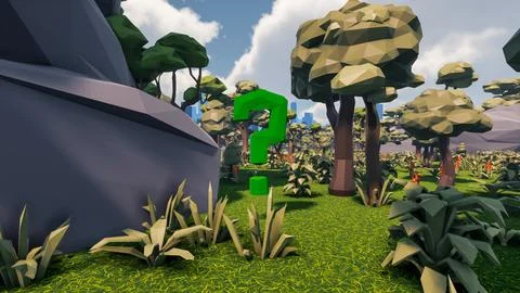 3D Render low Polygon background with natural landscape forest scenery and .. Stock Illustration