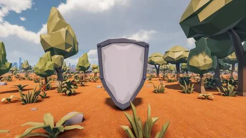 3D Render low Polygon background with natural landscape desert scenery and .. Stock Illustration