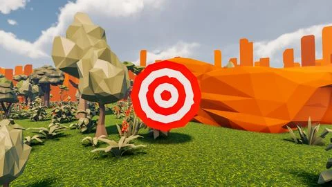 3D Render low Polygon background with natural landscape Forest scenery and .. Stock Illustration