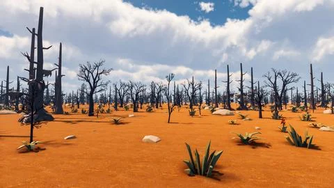 3D Render low Polygon background with natural landscape desert scenery Stock Illustration