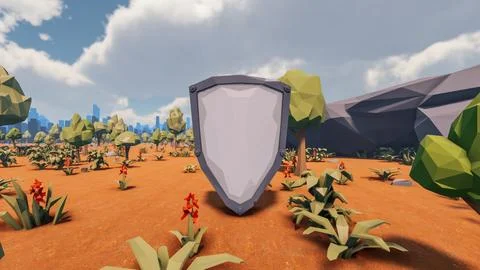 3D Render low Polygon background with natural landscape desert scenery and .. Stock Illustration