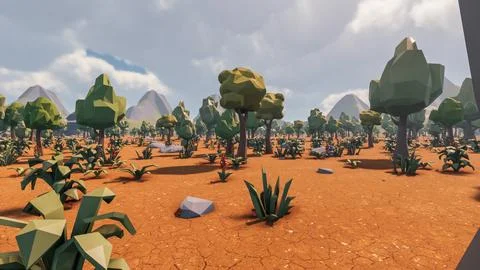 3D Render low Polygon background with natural landscape scenery and dirty g.. 库存插图