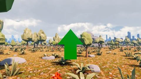 3D Render low Polygon background with natural landscape savannah scenery an.. 库存插图