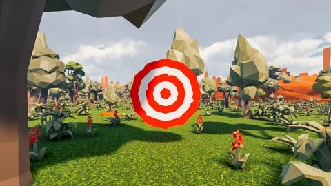 3D Render low Polygon background with natural landscape Forest scenery and .. Stock Illustration