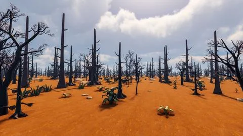 3D Render low Polygon background with natural landscape desert scenery Stock Illustration