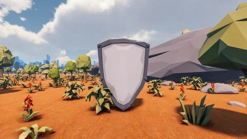 3D Render low Polygon background with natural landscape desert scenery and .. Illustrazione stock