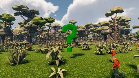 3D Render low Polygon background with natural landscape forest scenery and .. Illustrazione stock