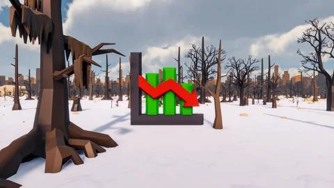 3D Render low Polygon background with natural landscape scenery and decay cha 스톡 일러스트