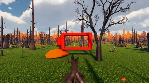 3D Render low Polygon background with natural landscape scenery and empty r.. 스톡 일러스트