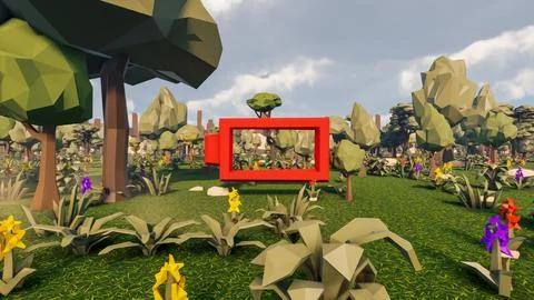 3D Render low Polygon background with natural landscape scenery and empty r.. 스톡 일러스트