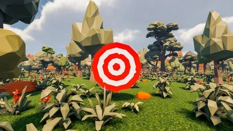 3D Render low Polygon background with natural landscape Forest scenery and .. Stock Illustration