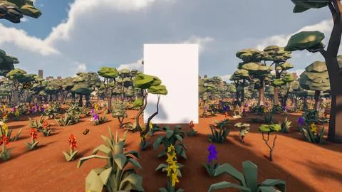 3D Render low Polygon background with natural landscape scenery and blank can Stock Illustration